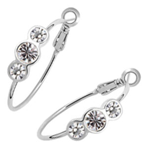 Brilliant Stones Hoop Earrings 925 Sterling Silver Coated