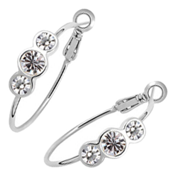 Brilliant Stones Hoop Earrings 925 Sterling Silver Coated