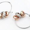 Charm Hoop Earrings 925 Sterling Silver Coated with 3 Precious Metal Coated Beads - Gold