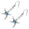 Starfish Earrings 925 Sterling Silver Coated Adorned with Stone in Central Disc and Paved with Crystals Alongside Arms
