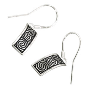 925 Sterling Silver Celtic Newgrange Spirals Earrings in Vibrant Enamel - Black