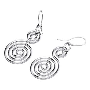 Double Celtic Spiral Earrings in Silver or Precious Metal Coated - Sterling Silver