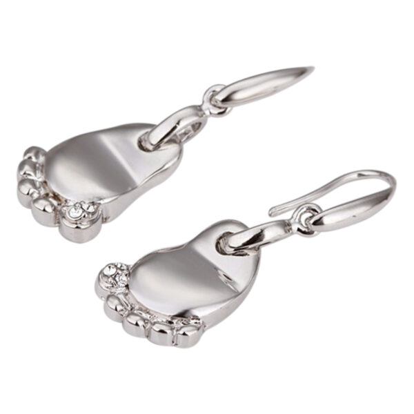 Sterling Silver Coated, 13 x 41mm Little Feet Crystal Drop & Dangle Earrings