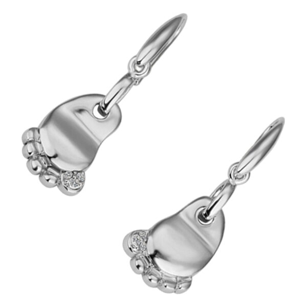Sterling Silver Coated, 13 x 41mm Little Feet Crystal Drop & Dangle Earrings