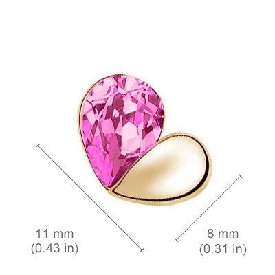 18K Rose Gold Coated Fashion Stud Earrings Love Heart with Teardrop Crystal Element - Pink