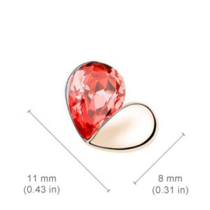 18K Rose Gold Coated Fashion Stud Earrings Love Heart with Teardrop Crystal Element - Ruby Red