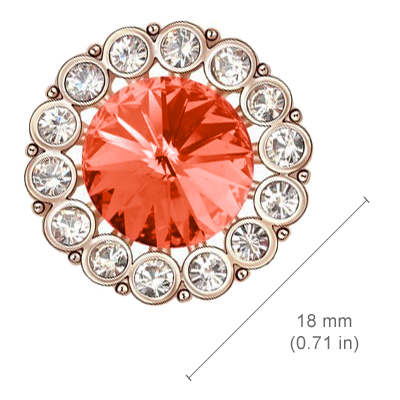 18K Rose Gold Coated Fashion Round Stud Earrings Stone Surrounded with Clear Pave Set Crystal Elements - Ruby Red