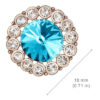 18K Rose Gold Coated Fashion Round Stud Earrings Stone Surrounded with Clear Pave Set Crystal Elements - Blue