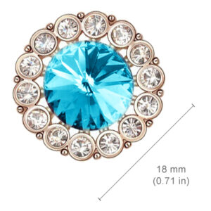 18K Rose Gold Coated Fashion Round Stud Earrings Stone Surrounded with Clear Pave Set Crystal Elements - Blue