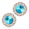 18K Rose Gold Coated Fashion Round Stud Earrings Stone Surrounded with Clear Pave Set Crystal Elements