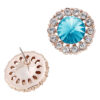 18K Rose Gold Coated Fashion Round Stud Earrings Stone Surrounded with Clear Pave Set Crystal Elements
