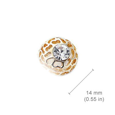 18K Rose Gold Coated Fashion Round Stud Earrings Filigree Stone with Pave Set Crystal Element - White