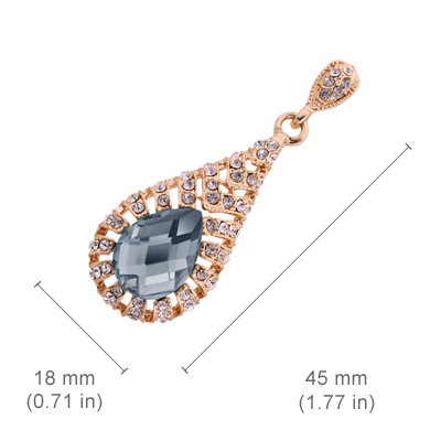 18K Rose Gold Coated Fashion Dangle Drop Earrings Faceted Teardrop Crystal Element