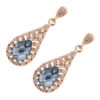 18K Rose Gold Coated Fashion Dangle Drop Earrings Faceted Teardrop Crystal Element