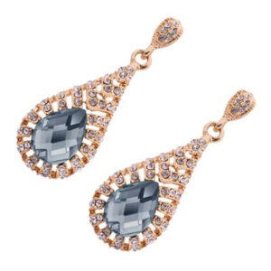 18K Rose Gold Coated Fashion Dangle Drop Earrings Faceted Teardrop Crystal Element