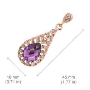 18K Rose Gold Coated Fashion Dangle Drop Earrings Faceted Teardrop Crystal Element - Purple