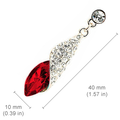 18K White Gold Coated Fashion Dangle Drop Stud Earrings with Teardrop Crystal Surrounded by Clear Pave Set Elements - Ruby Red