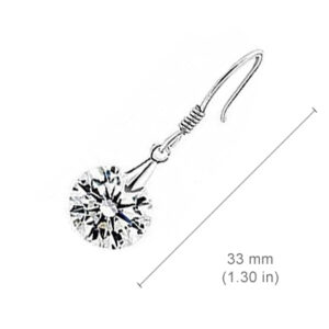 18K White Gold Coated Fashion Dangle Drop Earrings with Round CZ Diamond Crystal