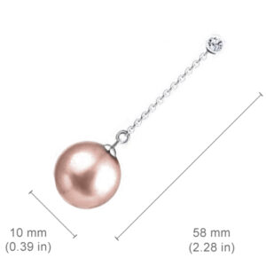 18K White Gold Coated Fashion Dangle Drop Stud Earrings with Faux Champagne Brown Freshwater Pearl and Clear Crystal Stud