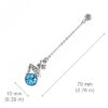 18K White Gold Coated Fashion Dangle Drop Stud Earrings with Angel Wings featuring and Clear White Crystal Elements - Sapphire Blue