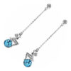 18K White Gold Coated Fashion Dangle Drop Stud Earrings with Angel Wings featuring and Clear White Crystal Elements