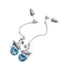 18K White Gold Coated Fashion Dangle Drop Stud Earrings with Angel Wings featuring and Clear White Crystal Elements