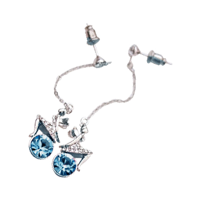 18K White Gold Coated Fashion Dangle Drop Stud Earrings with Angel Wings featuring and Clear White Crystal Elements