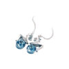 18K White Gold Coated Fashion Dangle Drop Stud Earrings with Angel Wings featuring and Clear White Crystal Elements - Sapphire Blue