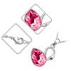 18K White Gold Coated Swan Pendant Necklace with Teardrop Crystal Wings - Pink