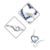 18K White Gold Coated Pendant Necklace with Intertwined Love Hearts and Pave Set Crystal Elements - Aquamarine Blue