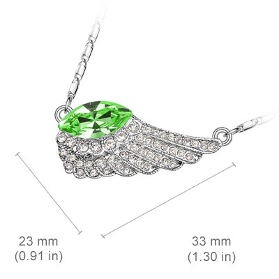 18K White Gold Coated, Coloured Angel Wing Adorned with Multiple Clear Pave Set Crystal Elements