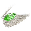18K White Gold Coated, Coloured Angel Wing Adorned with Multiple Clear Pave Set Crystal Elements