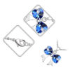 18K White Gold Coated Butterfly Pendant Necklace with Heart Crystal - Sapphire Blue