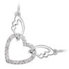 18K White Gold Coated Fashion Pendant Necklace with Love Heart Crystal Elements Angel Wing Chain Bails