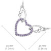 18K White Gold Coated Fashion Pendant Necklace with Love Heart Crystal Elements Angel Wing Chain Bails - Purple