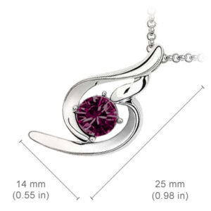 18K White Gold Coated Fashion Pendant Necklace with Love Heart Crystal - Purple