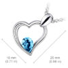 18K White Gold Coated Fashion Pendant Necklace with Teardrop Crystal Heart - Aquamarine Blue