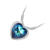 18K White Gold Coated Large Love Heart Pendant Necklace with Crystal Elements