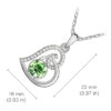 18K White Gold Coated Fashion Pendant Necklace with Love Heart Round and Clear Pave Set Crystals - Peridot Green