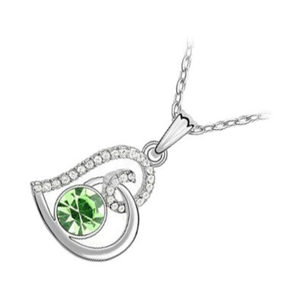 18K White Gold Coated Fashion Pendant Necklace with Love Heart Round and Clear Pave Set Crystals