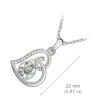 18K White Gold Coated Fashion Pendant Necklace with Love Heart Round and Clear Pave Set Crystals - White