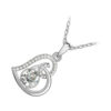 18K White Gold Coated Fashion Pendant Necklace with Love Heart Round and Clear Pave Set Crystals - White