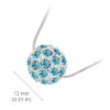18K White Gold Coated Fashion Pendant Necklace with Crystal Ball and Round Pave Set Crystals - Blue