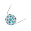 18K White Gold Coated Fashion Pendant Necklace with Crystal Ball and Round Pave Set Crystals - Blue