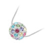 18K White Gold Coated Fashion Pendant Necklace with Crystal Ball and Round Pave Set Crystals