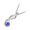 18K White Gold Coated Swirl Pendant Necklace with Round Crystal and 16 Clear White Crystal Studs