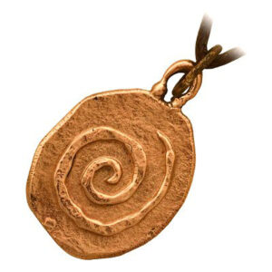 Precious Metal Coated Celtic Circle Spiral of Ancient Stone Engravings Pendant Necklace