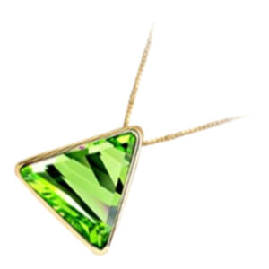 18K Yellow Gold Coated Triangle Crystal Pendant Necklace - Peridot Green