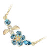 18K Yellow Gold Coated Bee and Flower Pendant Necklace Stones Embellished Petals