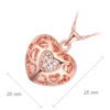 Precious Metal Coated Filigree Heart Pendant Necklace with Sparkling Diamond Clear Crystals - 18ct Rose Gold